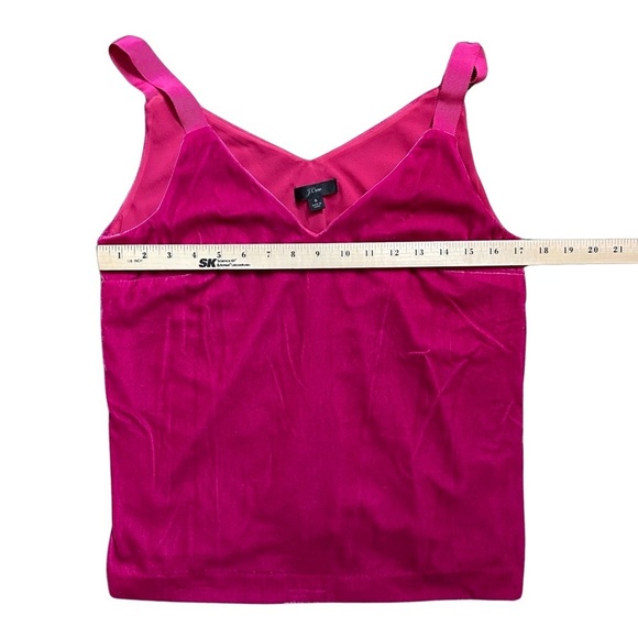 J. Crew fuchsia pink velvet double v-neck fabric ribbon straps tank top size S - Picture 5 of 11